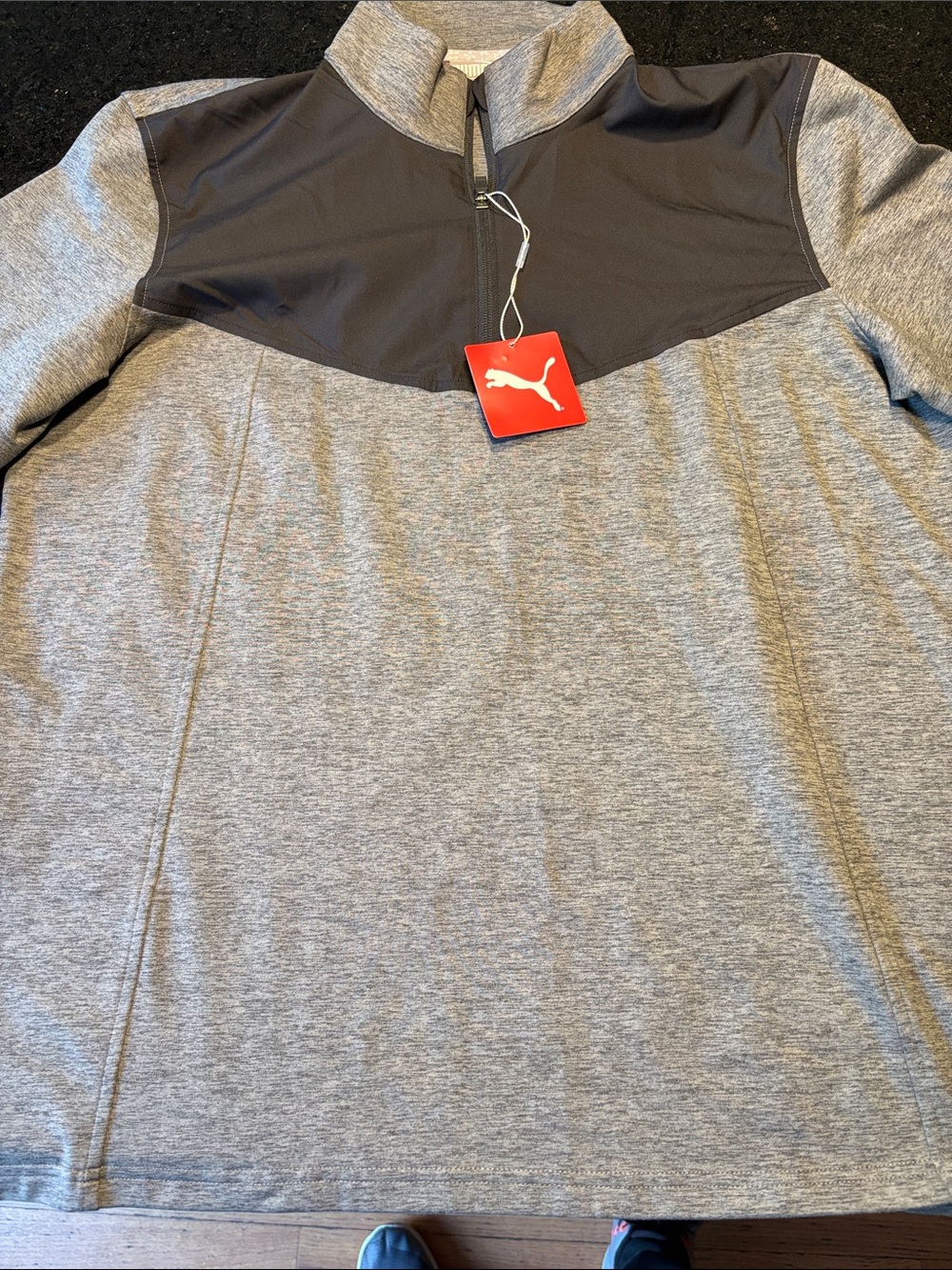 Puma Gray and Black Half-Zip Performance Pullover
